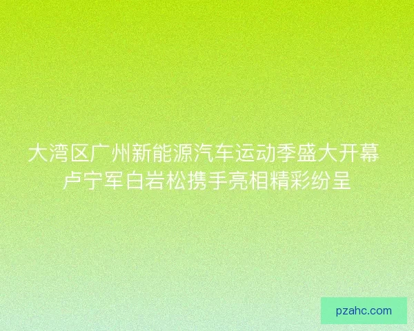 大湾区广州新能源汽车运动季盛大开幕 卢宁军白岩松携手亮相精彩纷呈